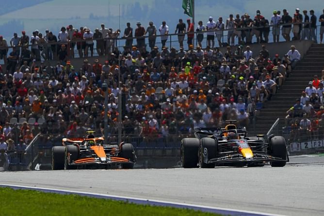 Watch: The slow-motion of Max Verstappen moving under braking which caused the collision with Lando Norris