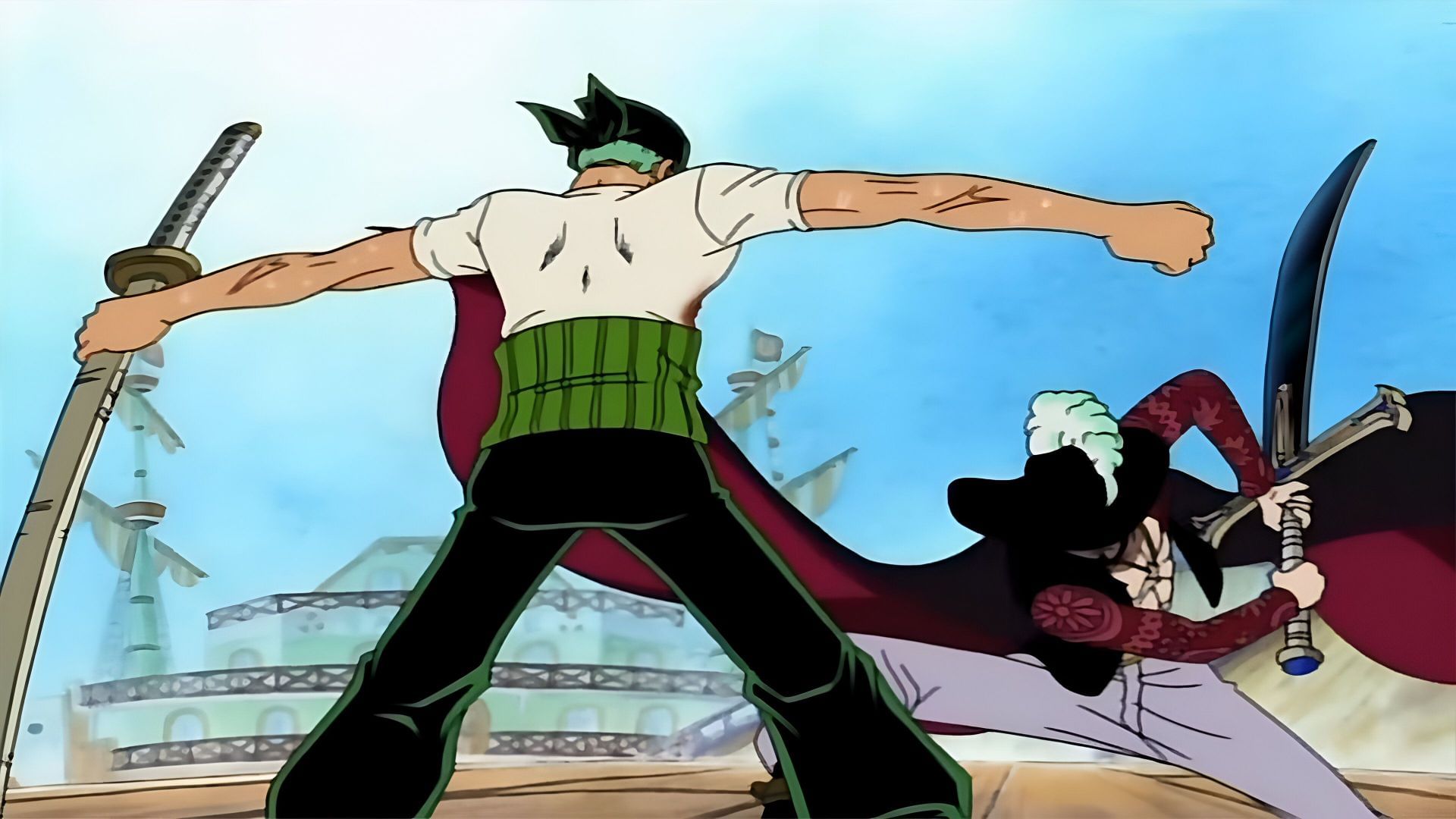 Zoro versus Mihawk (Image via Toei Animation)