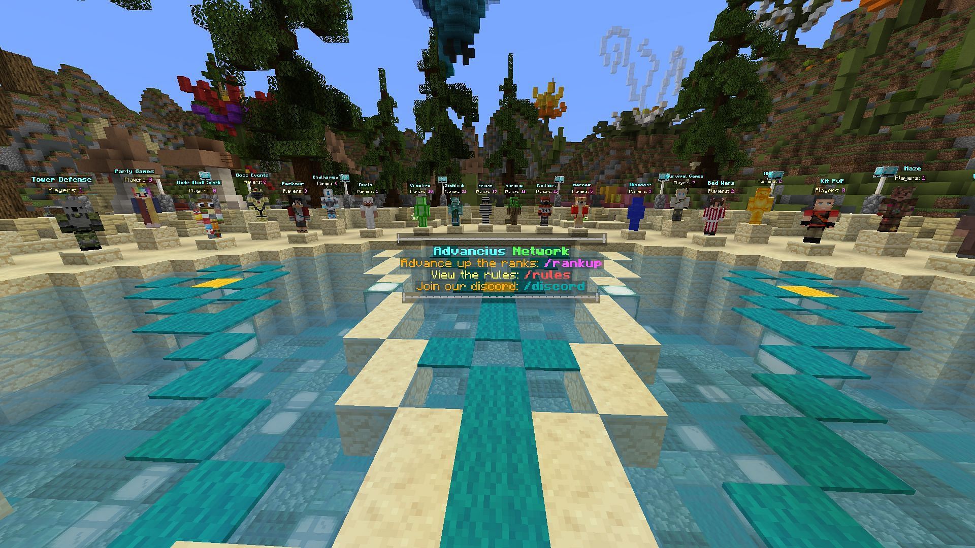 Advancius offers a fantastic variety of Minecraft PvP game modes (Image via Advancius)