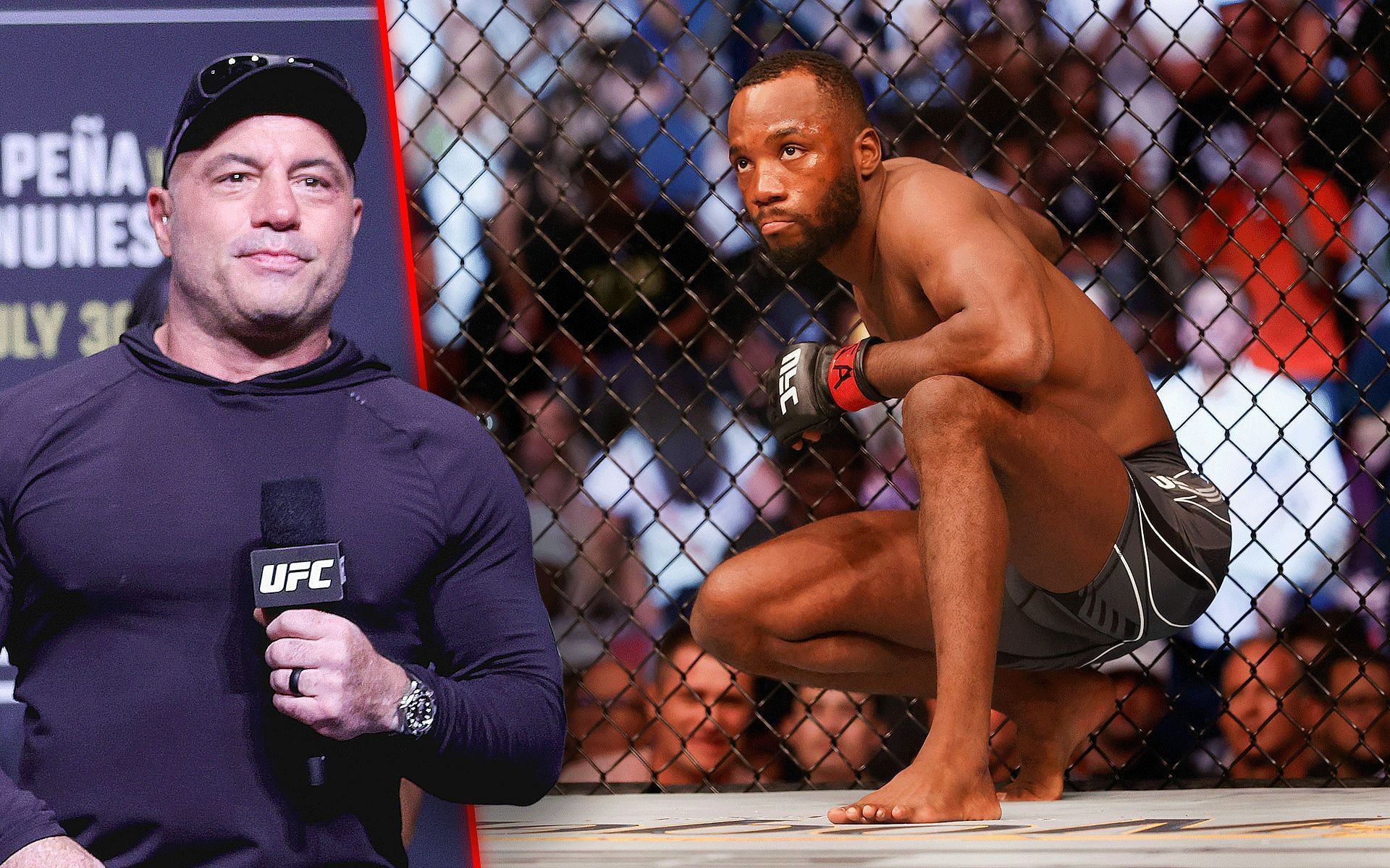 Joe Rogan (left) directed both praise and criticism at Leon Edwards (right) after one of his UFC title fights [Images courtesy: Getty Images]