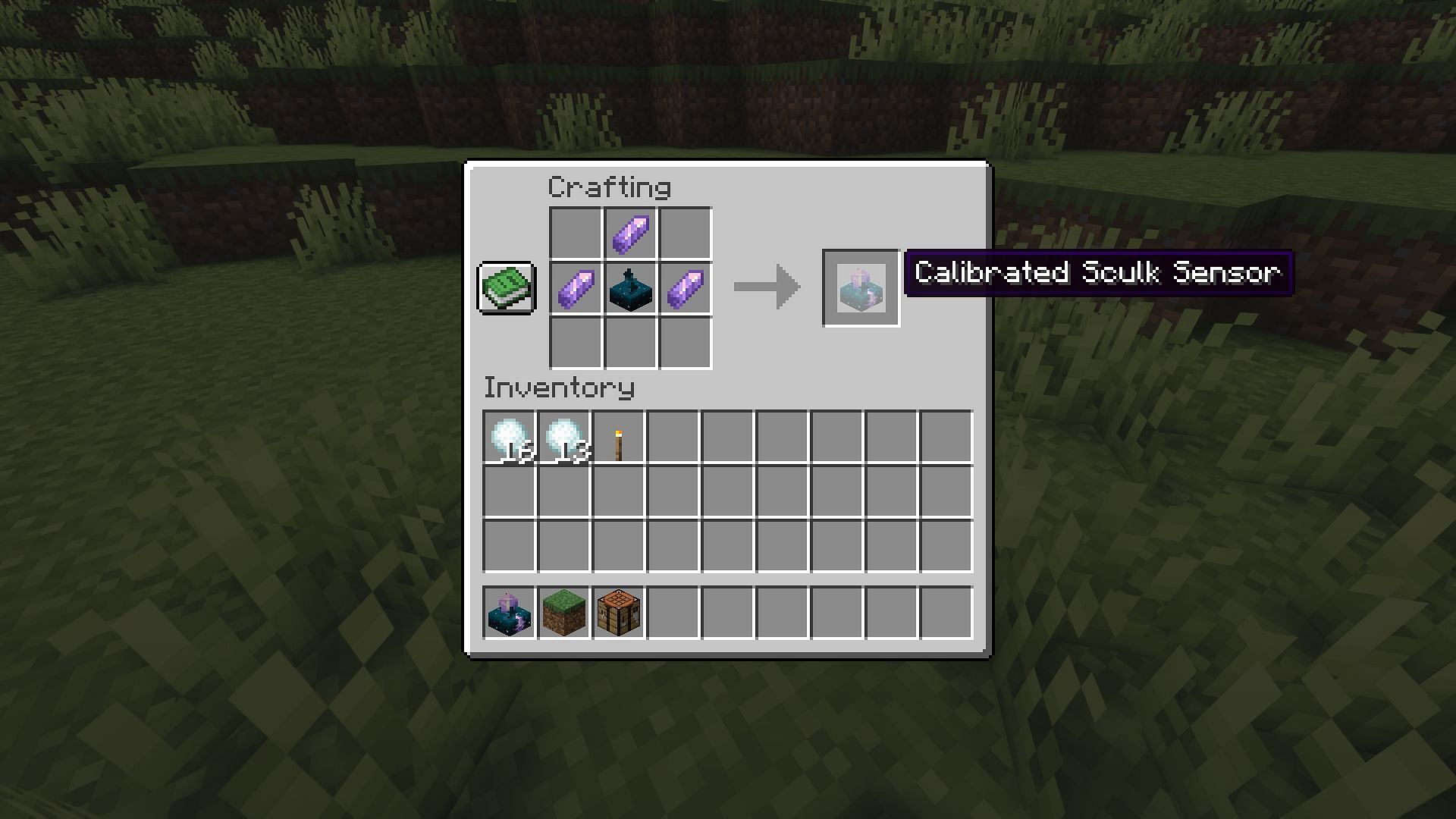 Calibrated sculk sensor crafting recipe (Image via Mojang Studios)