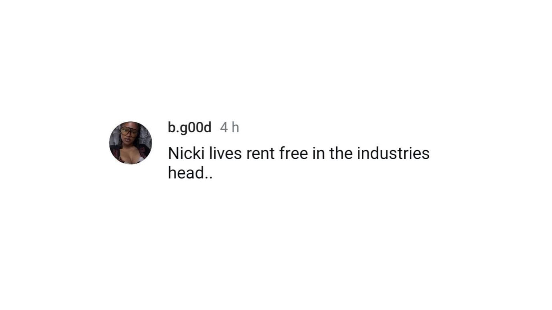 A Nicki Minaj fan points out how the rapper lives &quot;rent-free&quot; in everyone&#039;s minds. (Image via Instagram/ b.g00d)