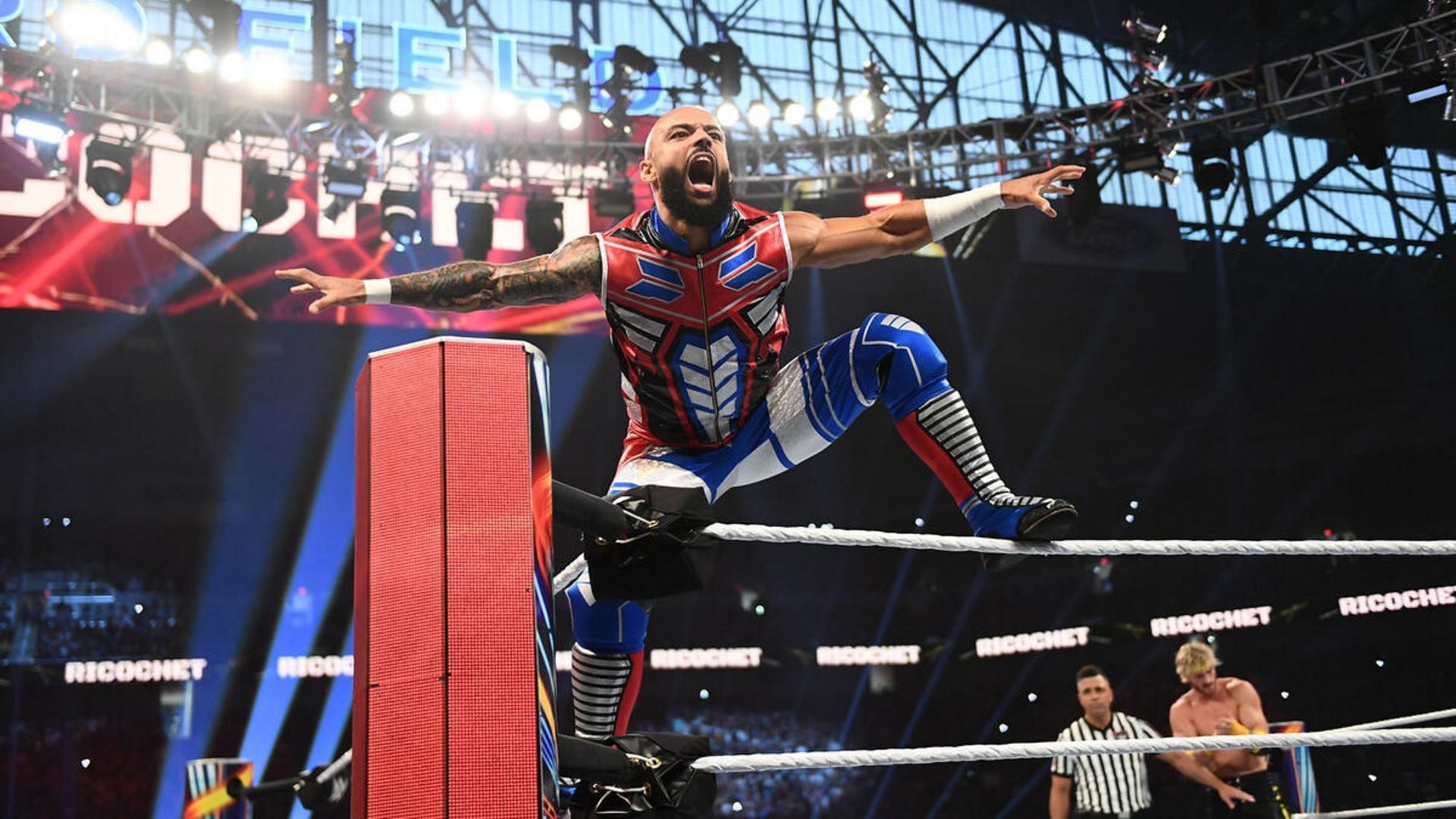 Ricochet kicked off SummerSlam 2023 with Logan Paul. (Image credits: WWE.com)