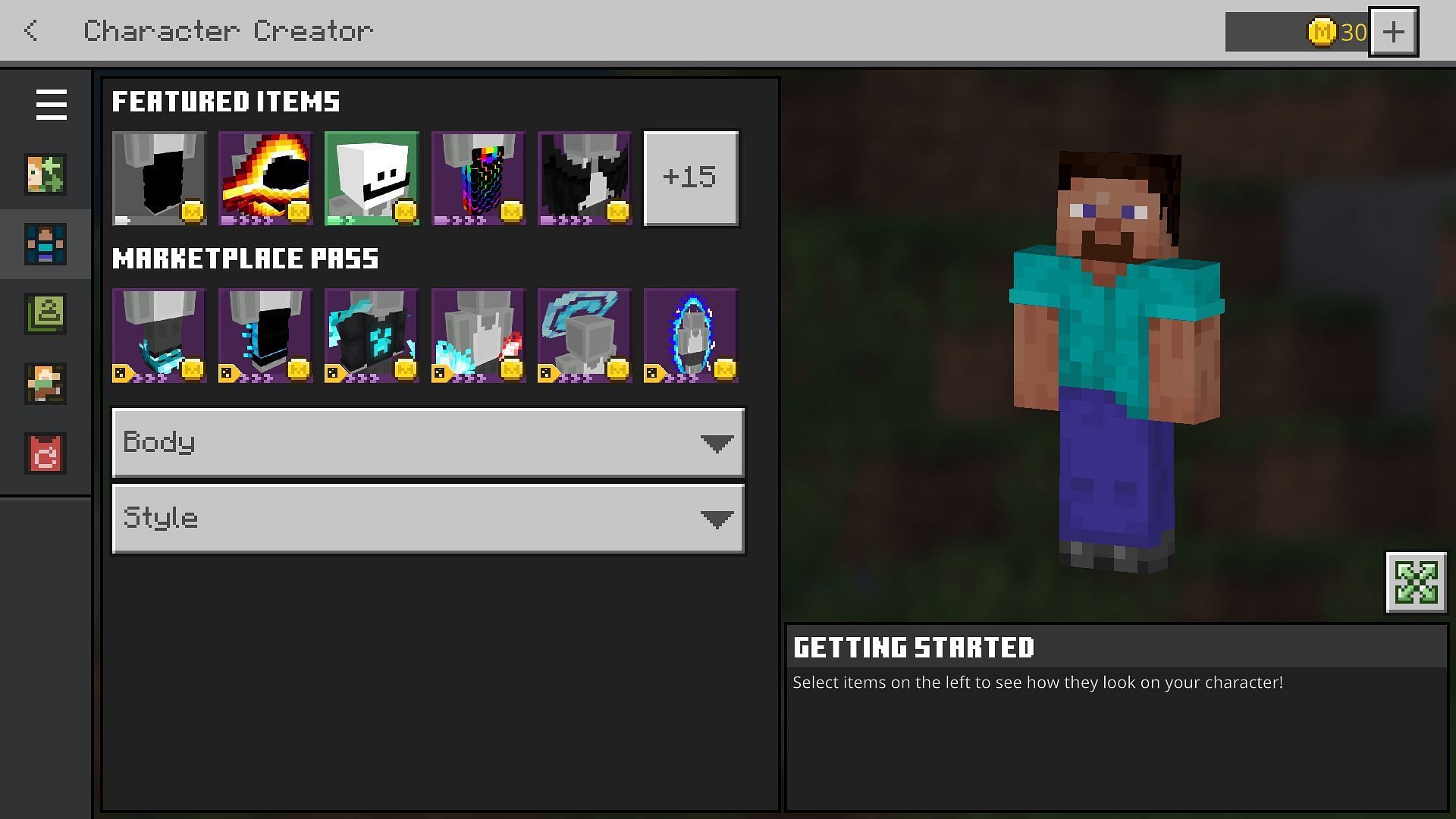 The Character Creator allows for Minecraft avatar customization not seen in Java Edition (Image via Mojang Studios)