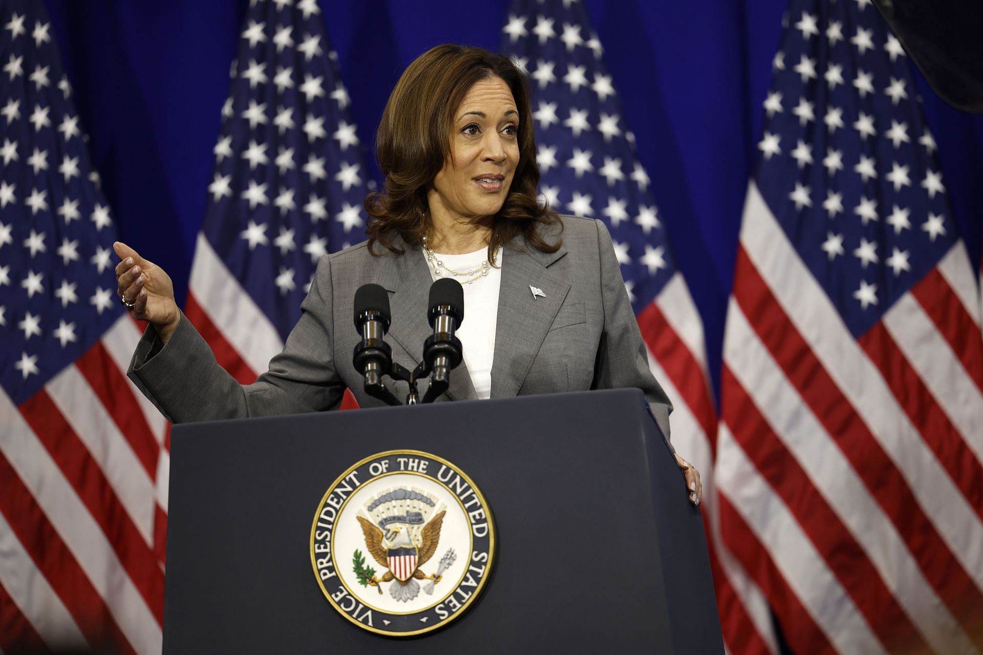 Vice President Harris Holds Campaign Event In Maryland On Anniversary of Roe v. Wade Being Overturned (Photo by Kevin Dietsch/Getty Images)