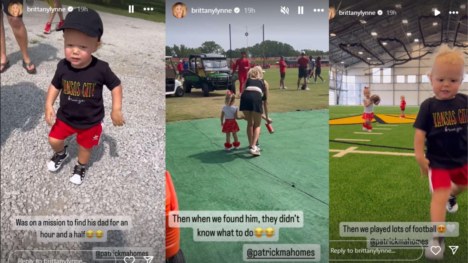 Photos of the Mahomes family at Kansas City Chiefs training camp. (Photos vis Brittany Mahomes IG)