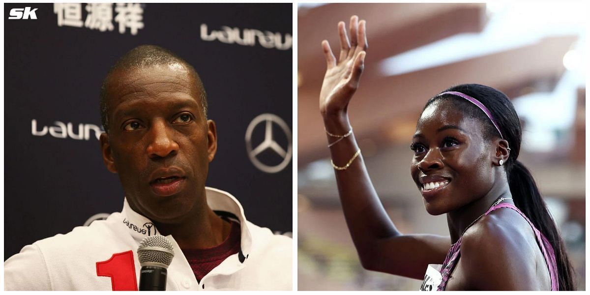 Michael Johnson reacts to Rhasidat Adeleke changing her technique. PHOTO: Both from Getty