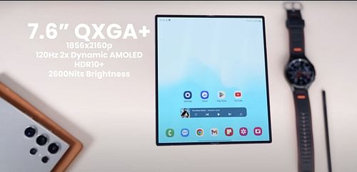 Xiaomi Mix Fold 4 vs Samsung Galaxy Z Fold6: The Z Fold6 comes with a 7.6-inch LTPO 120Hz 2K display (Image via Gyan Therapy/YouTube)