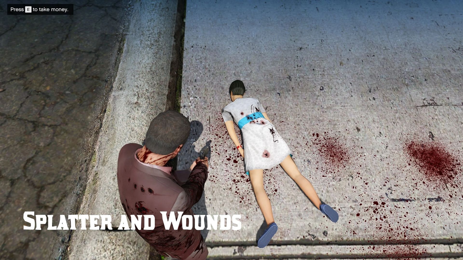 Modded gore implementation in GTA 5 (Image via Bravercoolio)