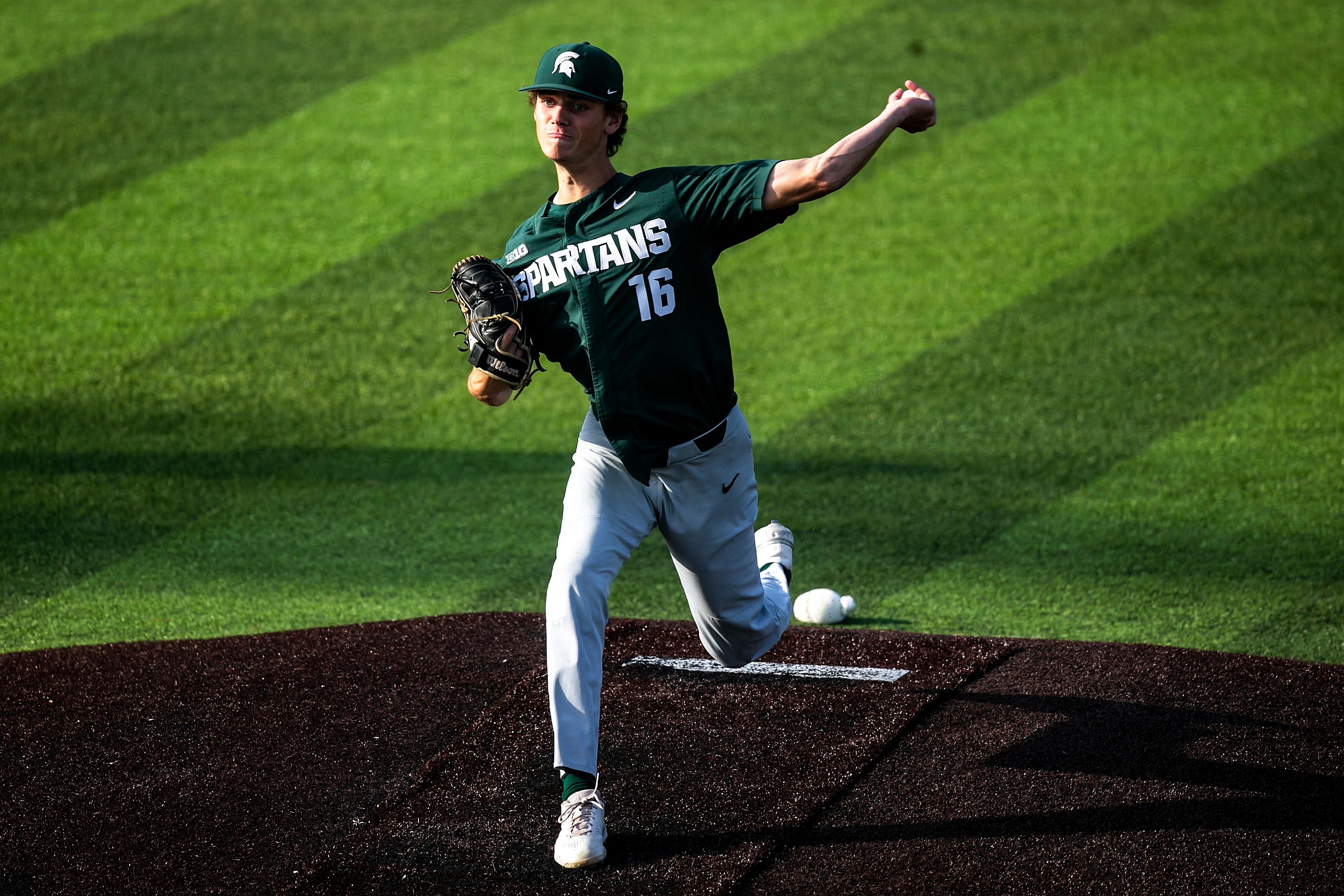 Dzierwa appeared in 14 games for the Michigan State Spartans and went 6-3 with a 4.07 ERA in 84 innings. (Image via IMAGN)