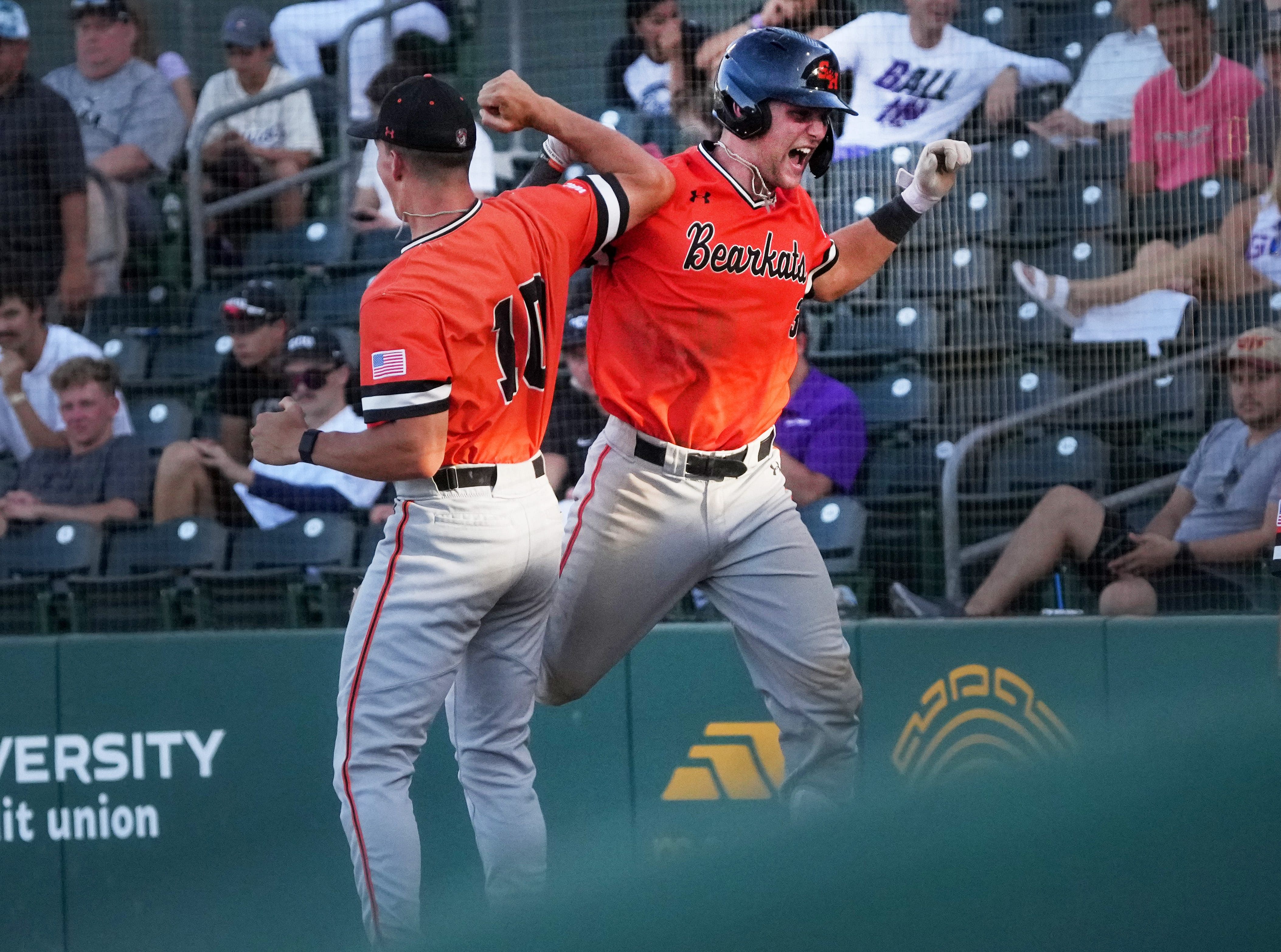 Sam Houston State catcher Waker Janek celebrates with his teammate (Image Source: IMAGN).