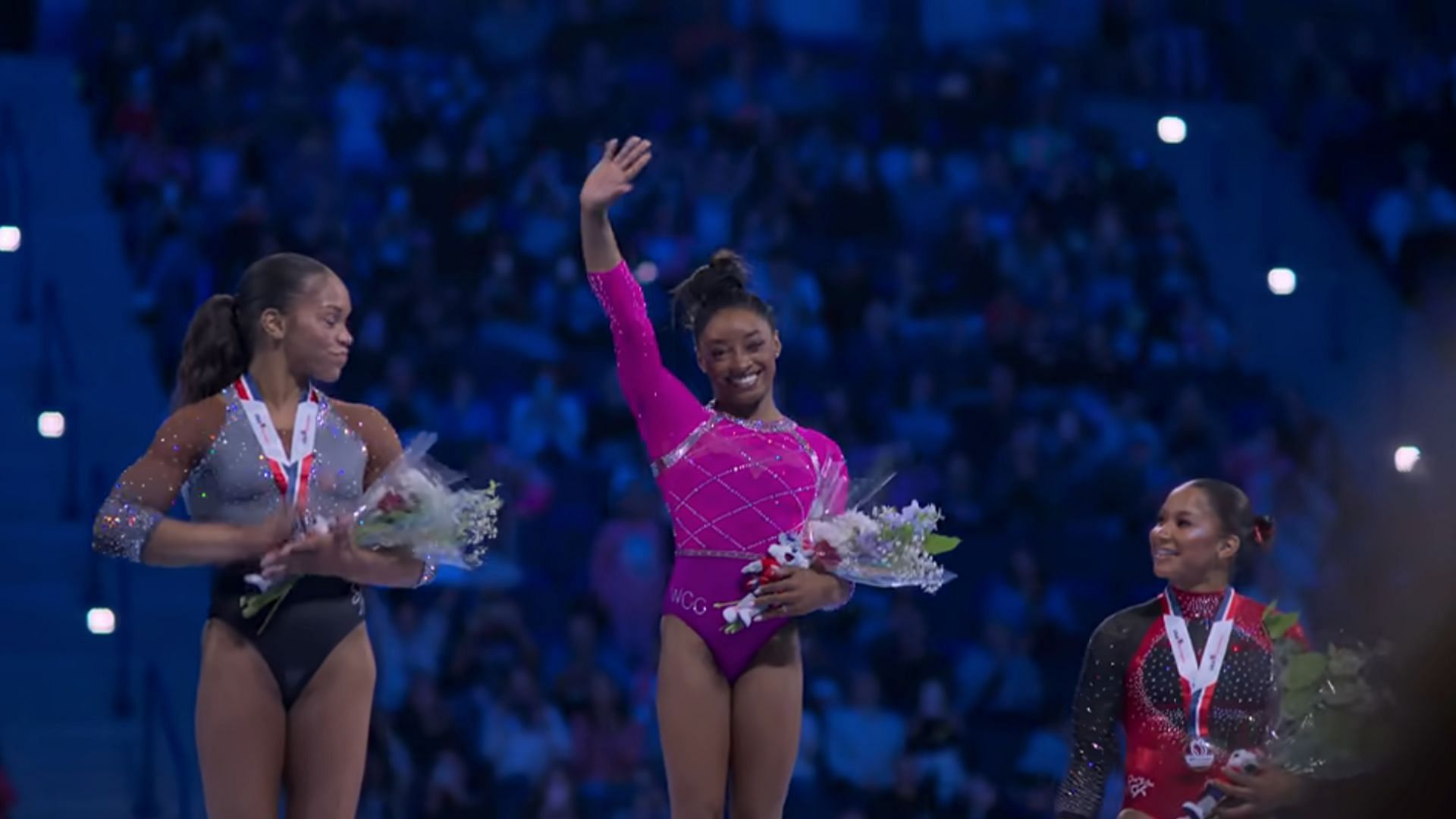 Simone Biles wins all-around at Worlds (Image via Netflix)