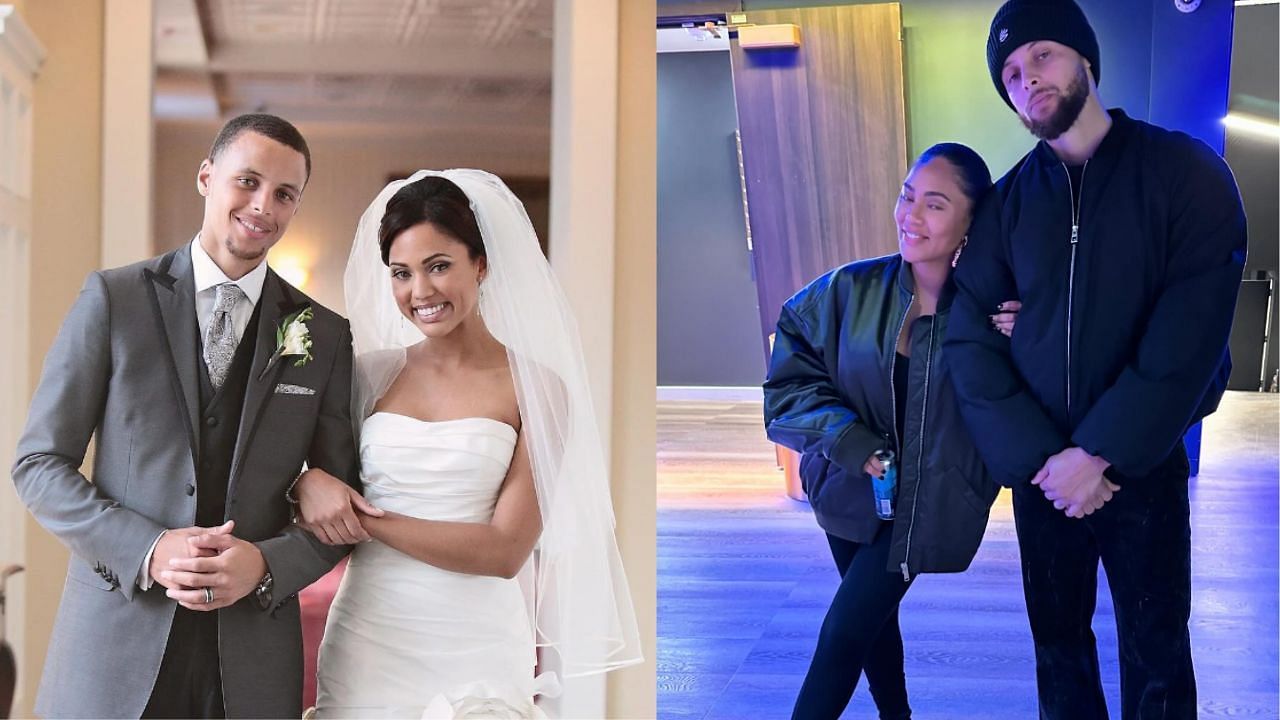 Steph Curry shares throwback wedding photos with wife Ayesha Curry on Instagram for their 13th wedding anniversary. [@stephencurry30]