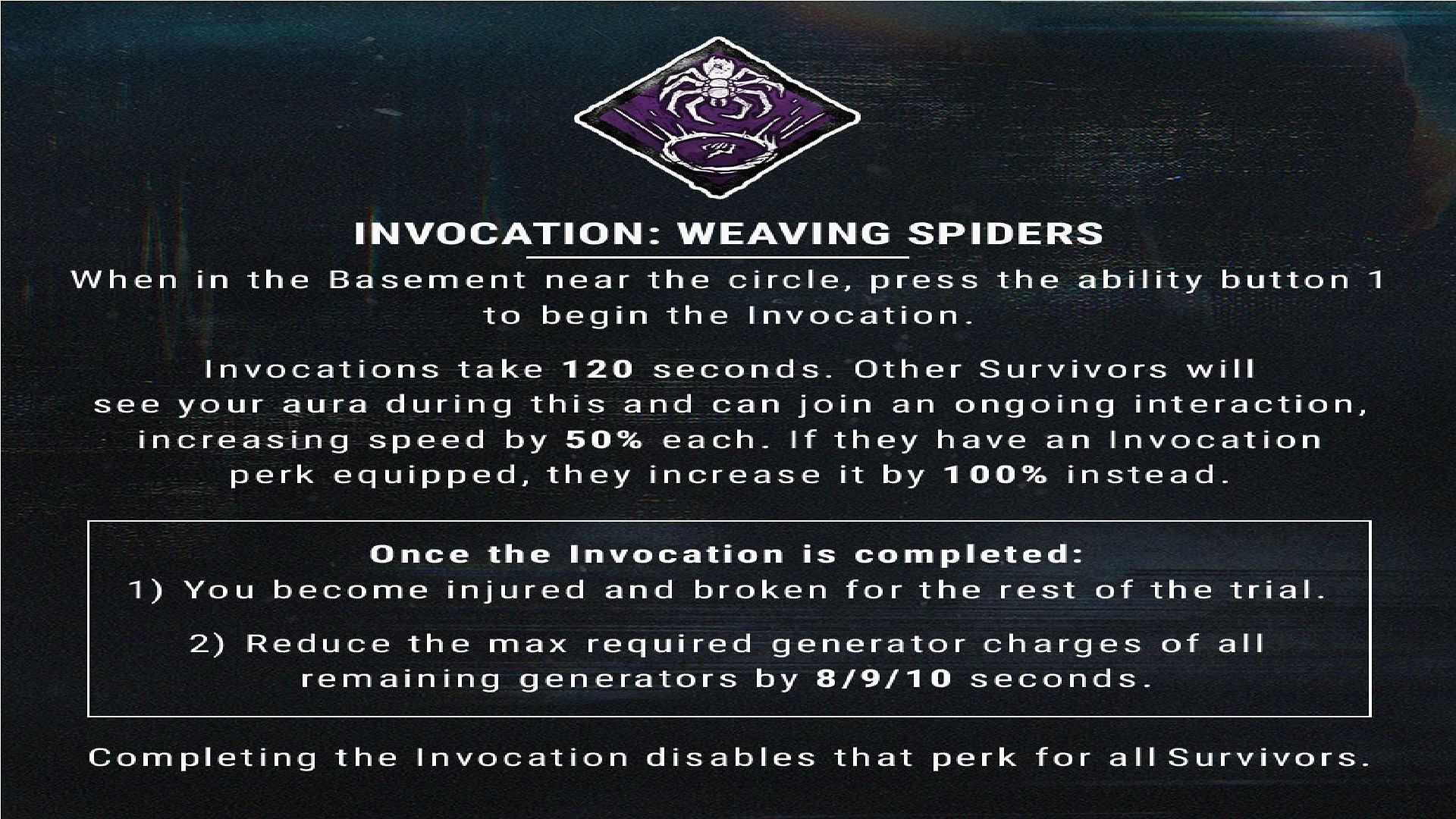 Invocation is the first perk of the new character (Image via Behaviour Interactive)