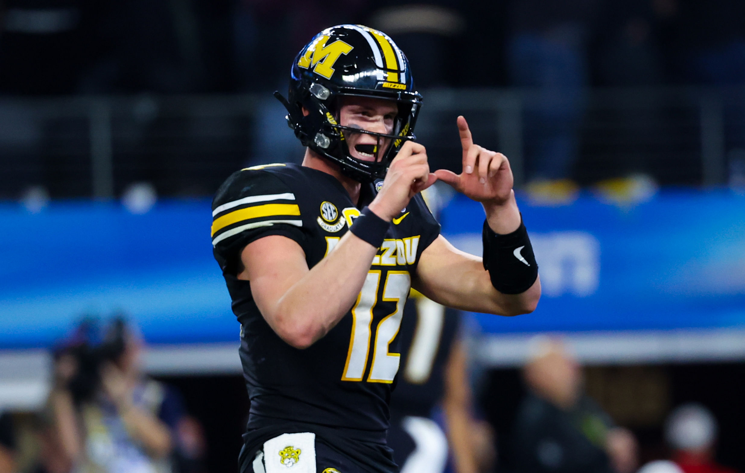 Missouri QB Brady Cook was a major focus of Eli Drinkwitz at SEC Media Days 2024 (Photo Credit: IMAGN)