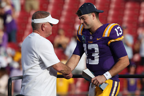 New starting QB Garrett Nussmeier was a major topic for Brian Kelly at SEC Media Days 2024. (Photo credit: IMAGN)