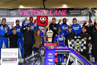 Rajah Caruth (front) celebrating his victory at the Las Vegas Motor Speedway in March 2024 | Gary A. Vasquez; USA TODAY Sports