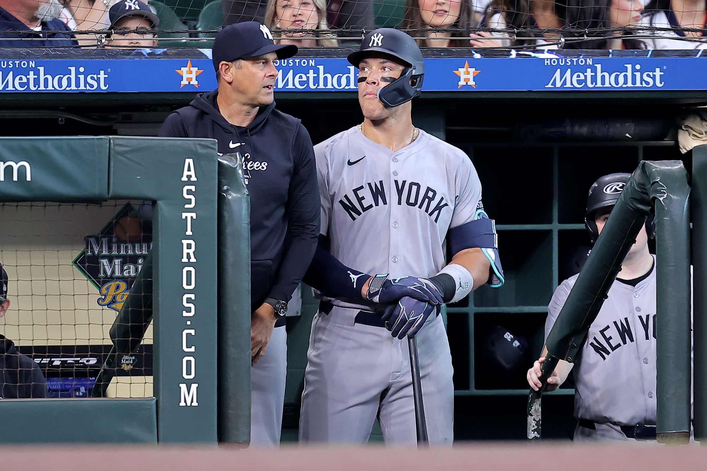 MLB: Aaron Judge and Aaron Boone (Imagn)