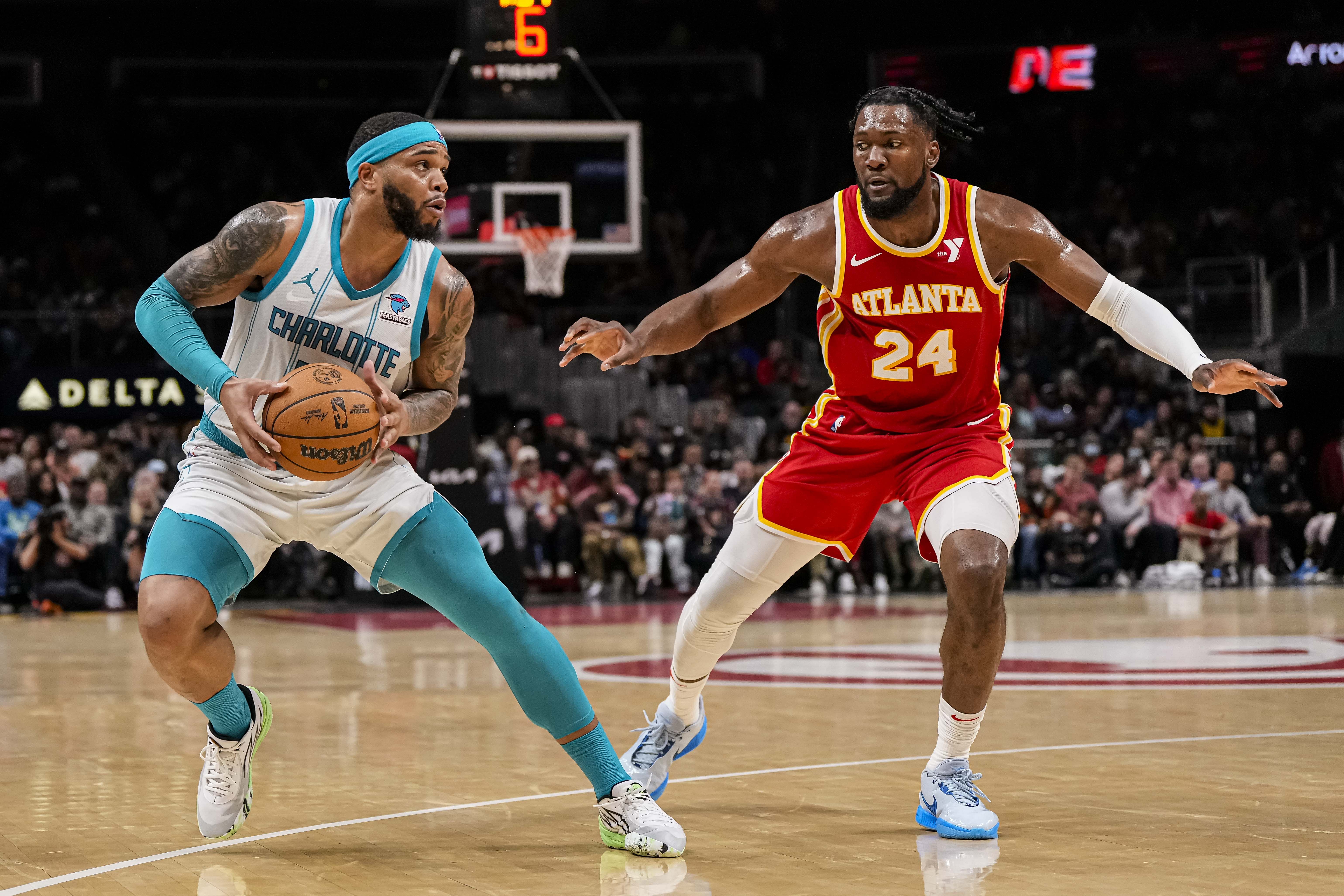 Charlotte Hornets forward Miles Bridges went up against Atlanta Hawks forward Bruno Fernando