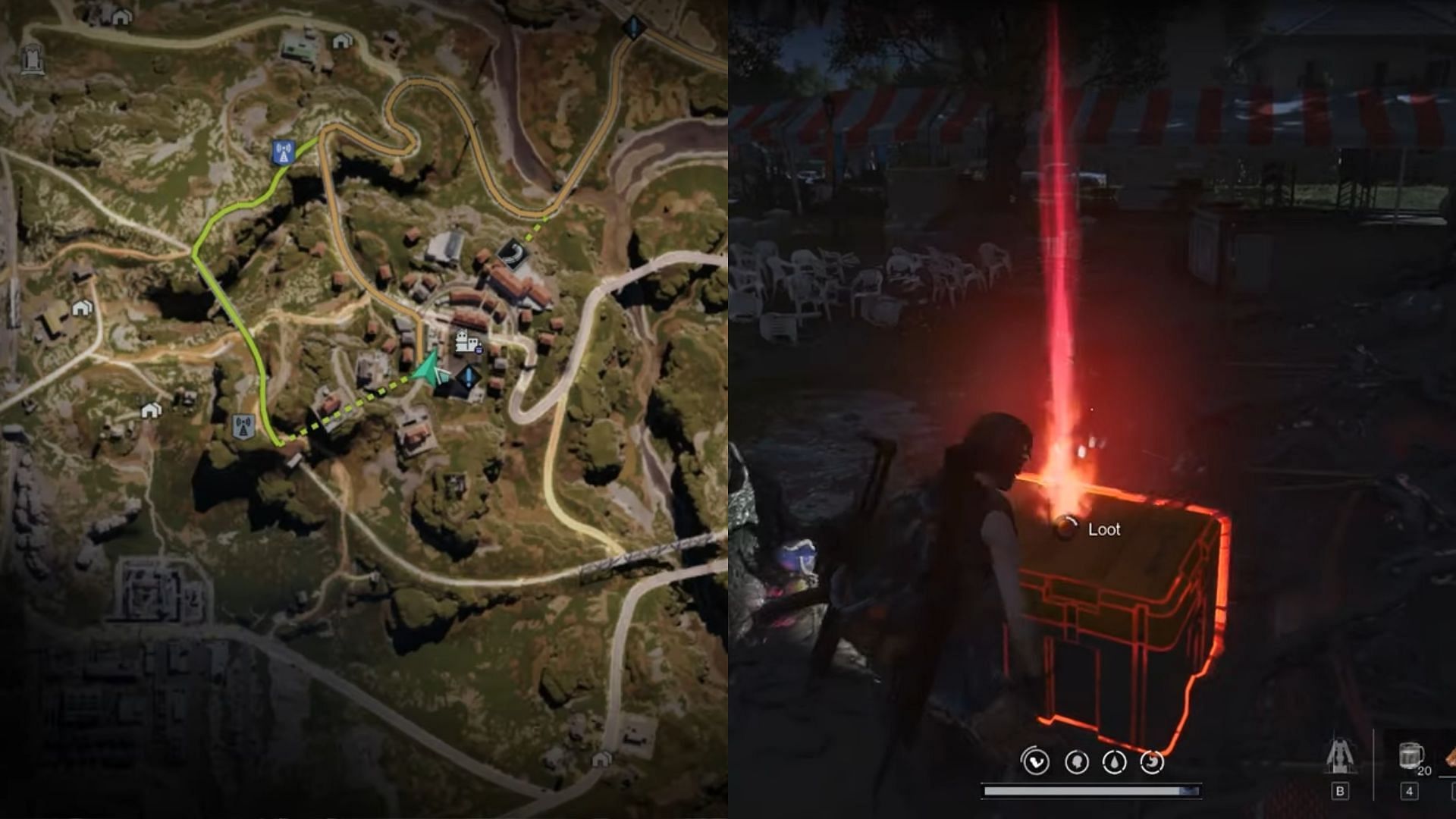 Location of Mystical Crate in High Banks (Image via Starry Studio || YouTube/Lootward)