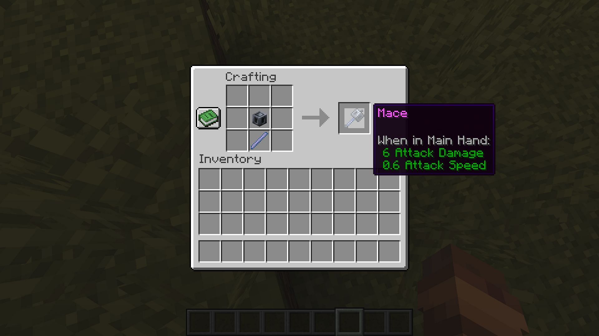 The crafting recipe for the mace (Image via Mojang)