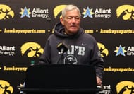 Iowa and coach Kirk Ferentz were chosen fifth in the Big Ten via Cleveland.com's annual league media poll. (Photo Credit: IMAGN)