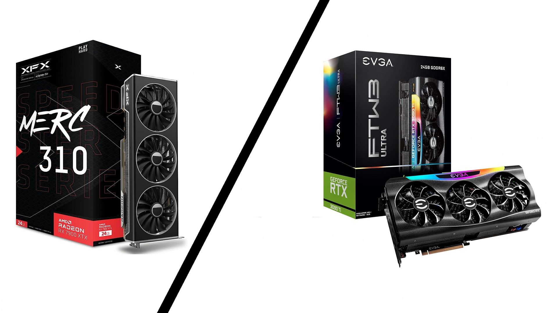 Picture of EVGA Nvidia RTX 3090 Ti FTW3 vs XFX Speedster AMD RX 7900 XTX