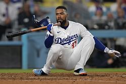 WATCH: Teoscar Hernandez's act of kindness takes a hilarious turn during Dodgers vs. Giants clash