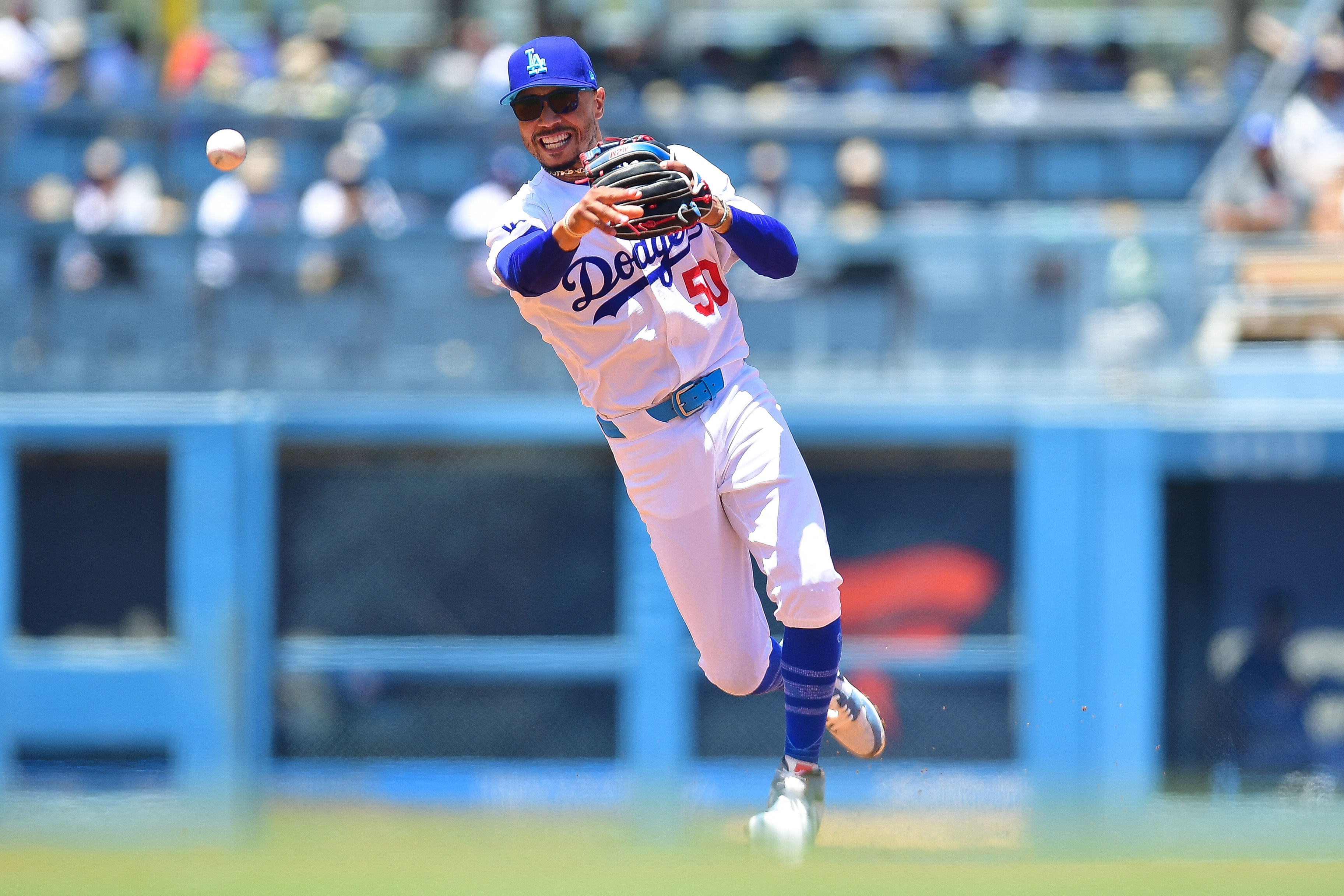 Mookie Betts in Dodger Blue (Imagn)