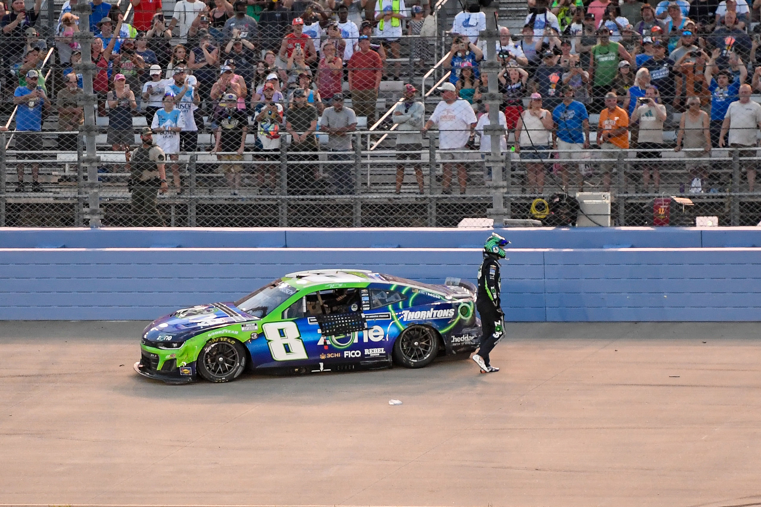 Kyle Busch after his wreck at Ally 400 post-wreck at Pocono