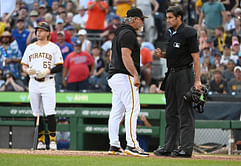 WATCH: Pirates skipper Derek Shelton ejected following heated argument with umpire John Tumpane over a strike call