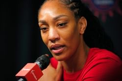 "22 in the 22s" - A'ja Wilson shouts out LeBron James as she rocks his signature shoes in Paris