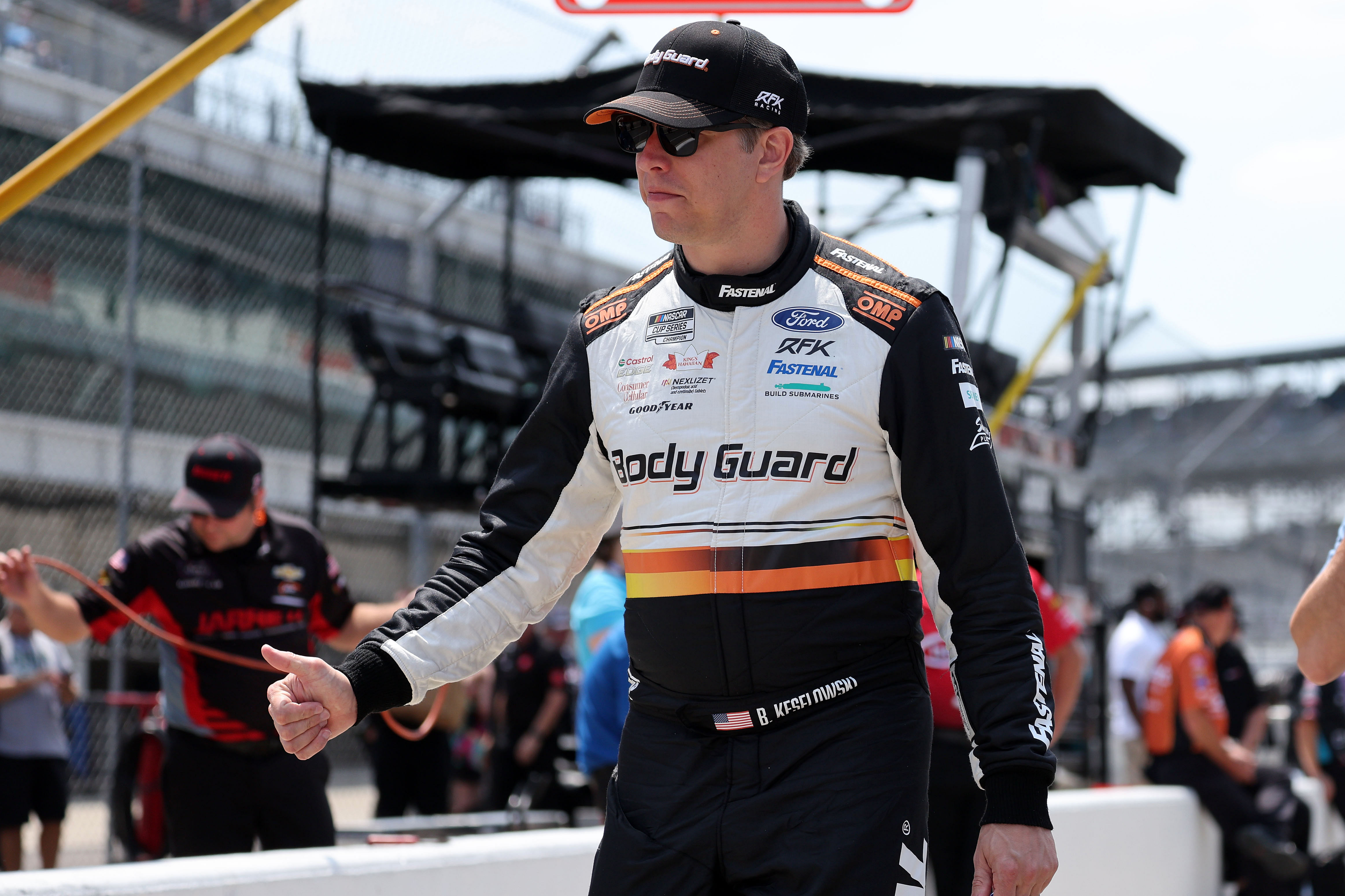 Brad Keselowski (6) during qualifying for NASCAR Brickyard 400 (Image via Imagn)