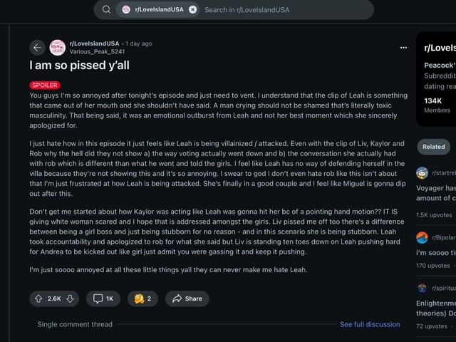 “felt like crying for her” - Love Island USA fans sympathize with Leah