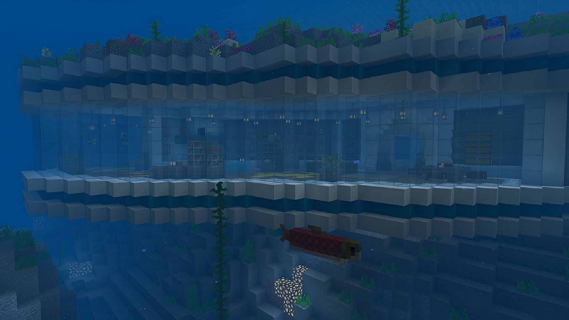 This survival spawn base is excellent for fans of aquatic adventures (Image via Pixelationz Studios/Mojang)