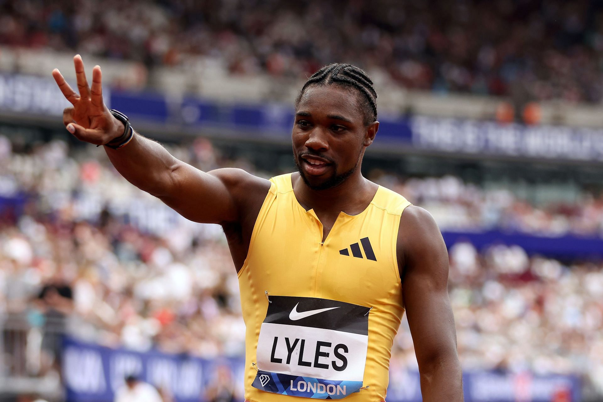 Noah Lyles after winning the 100m at London Athletics Meet [Diamond League 2024] [Image Source: Getty]