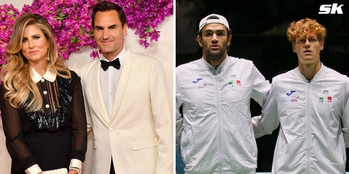 Mirka and Roger Federer (L), Matteo Berrettini and Jannik Sinner (R) (Source: Getty Images)