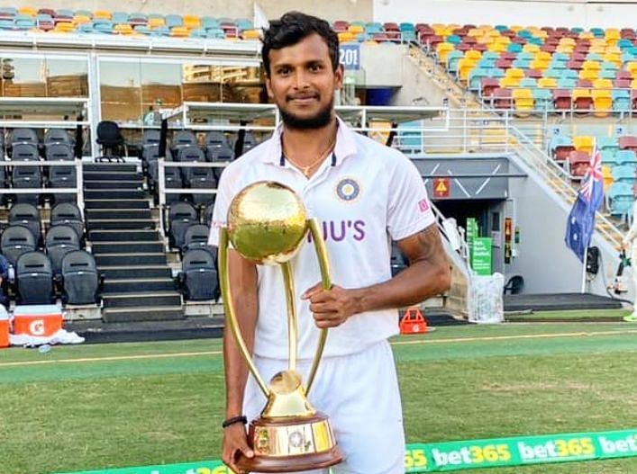 T Natarajan after winning the Border-Gavaskar Trophy 2020-21 (Image Credits: T Natarajan&#039;s Instagram)