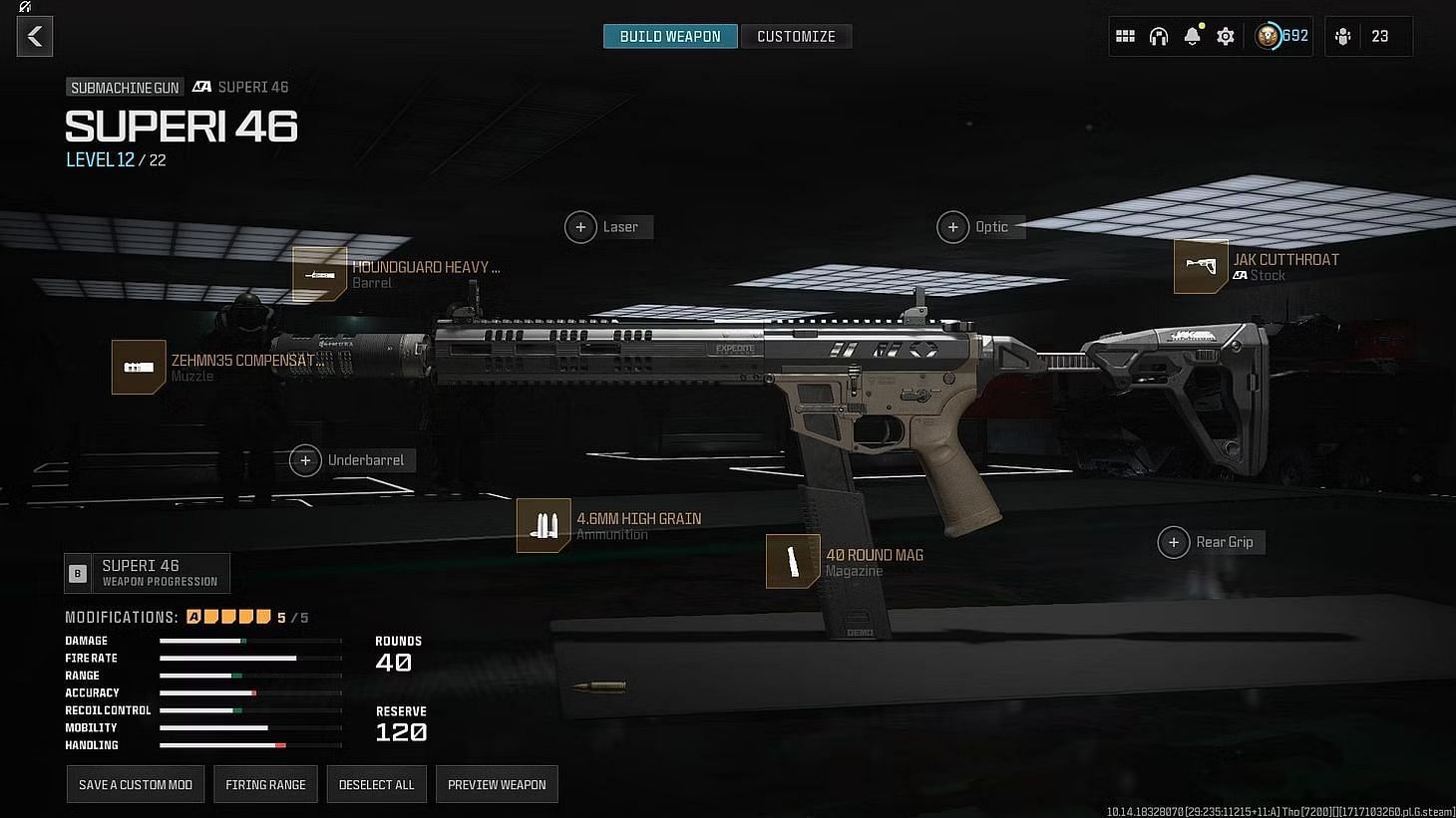 A Superi 46 loadout in MW3(Image via Activision)