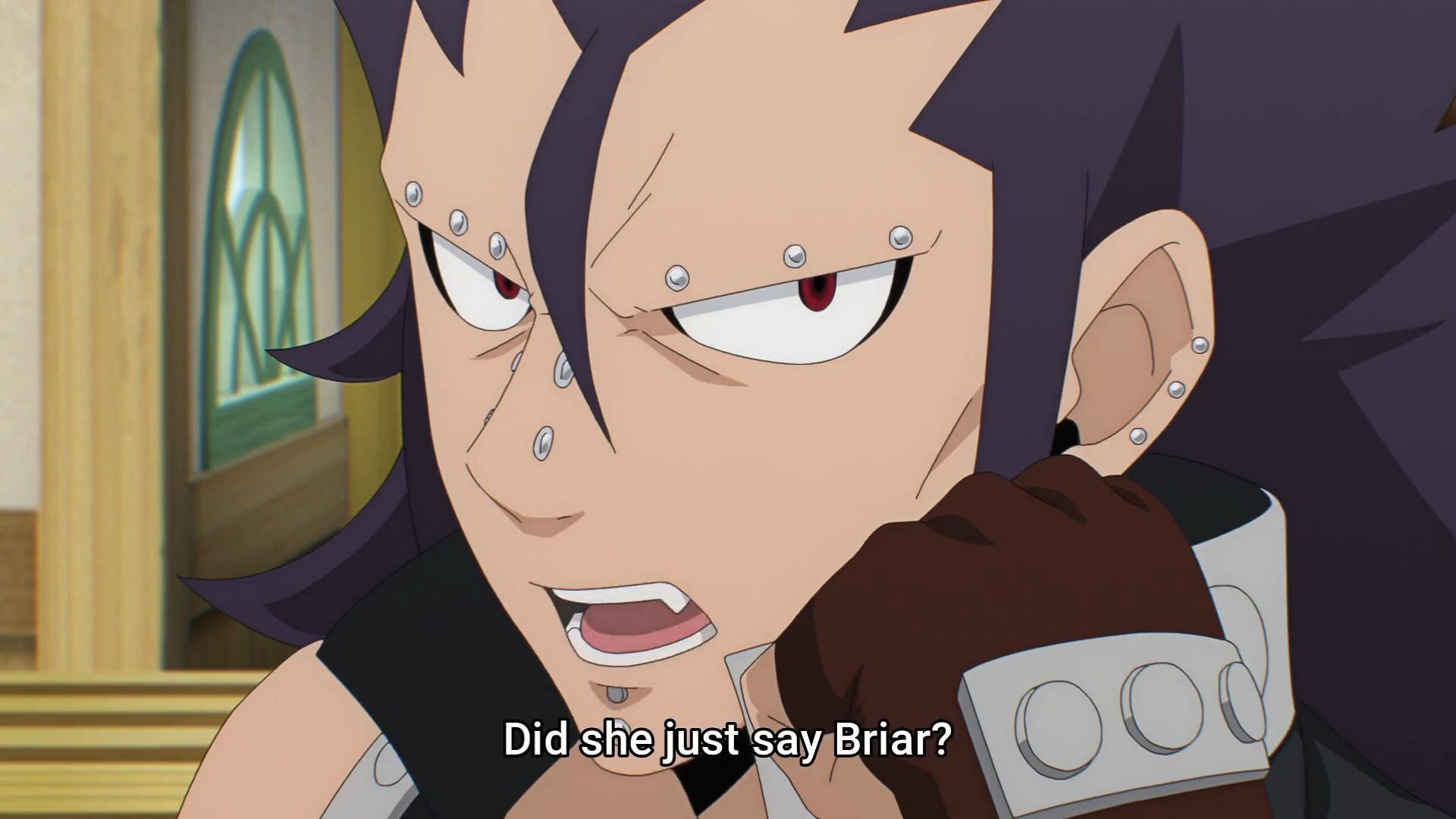 Gajeel gets suspicious of Touka as the latter mentions Briar from Avatar (Image via J.C. Staff)