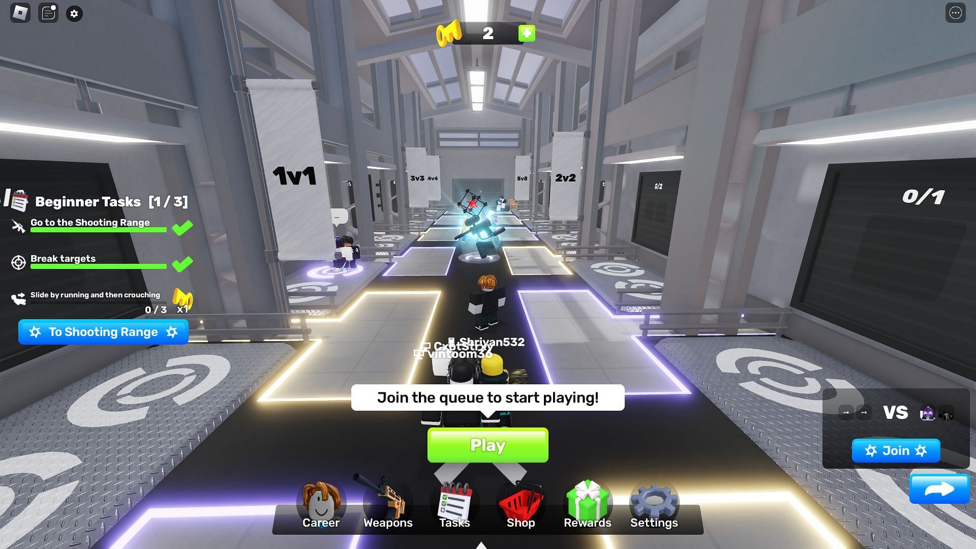 Rivals allow you to either get in a 1v1 duel or participate as a team (Image via Roblox)