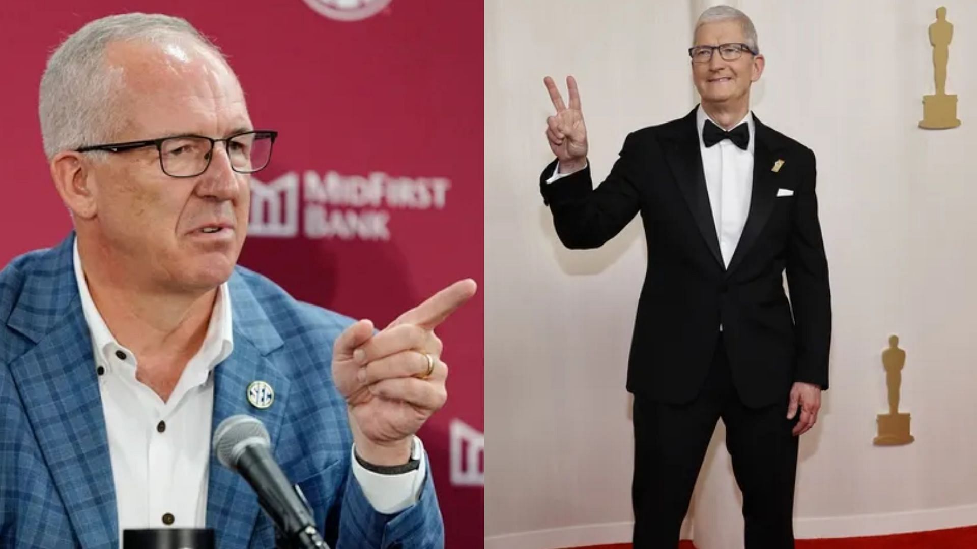 SEC commissoner Greg Sankey and Apple CEO Tim Cook