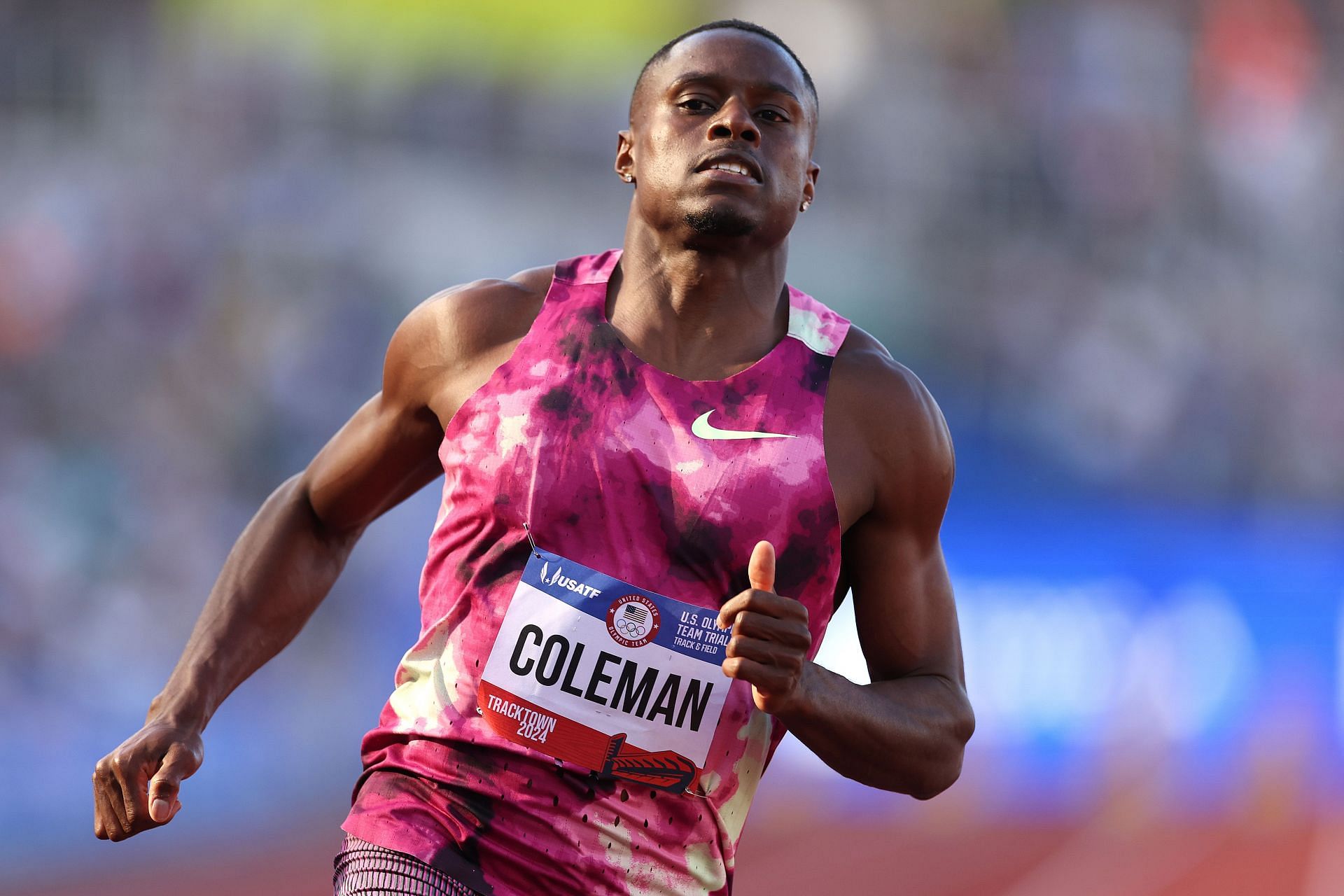Christian Coleman at 2024 U.S. Olympic Team Trials Track &amp; Field . (Photo by Christian Petersen/Getty Images)