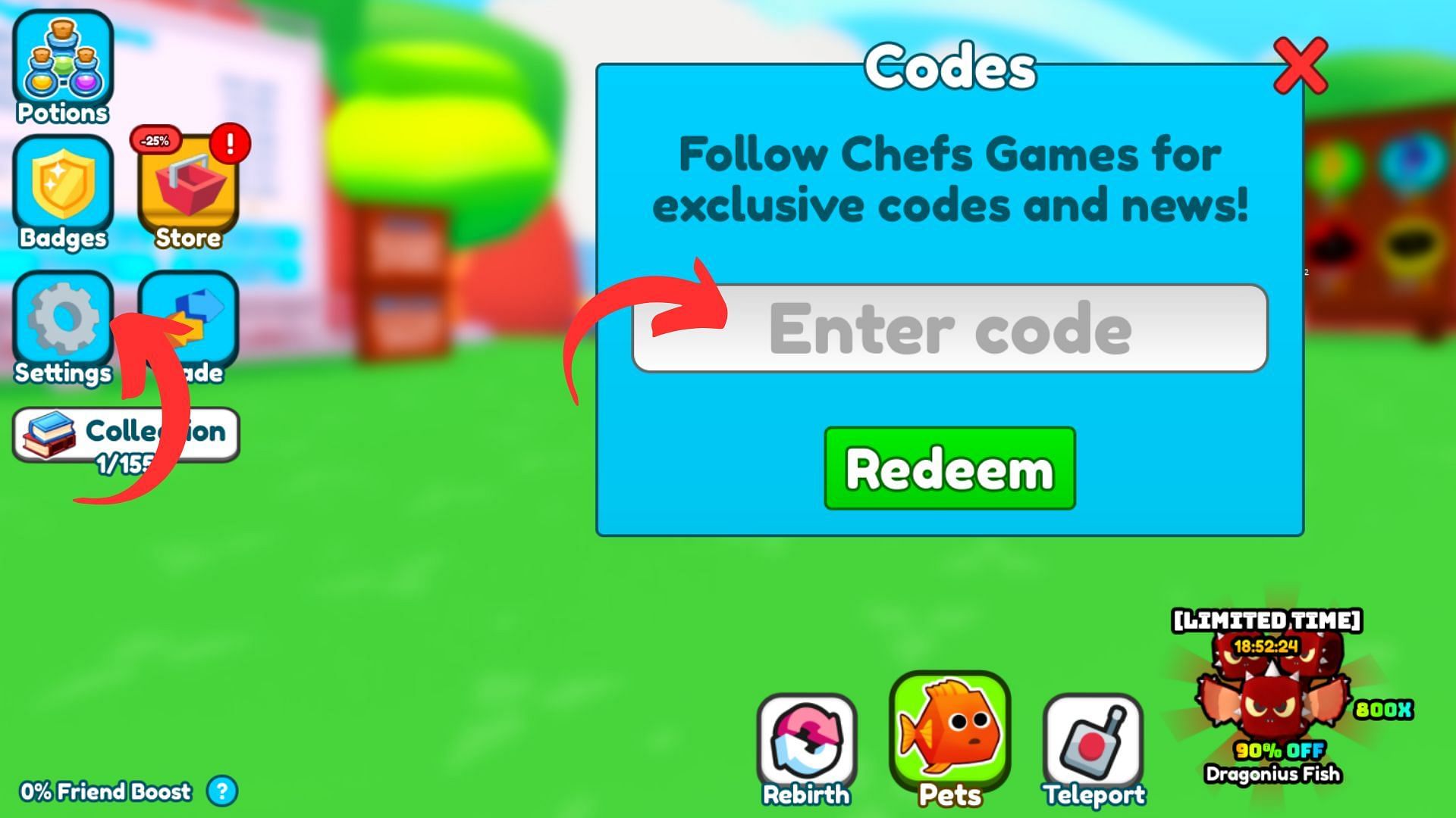 Redeem codes in Ultimate Fishing Simulator (Image via Roblox || Sportskeeda)