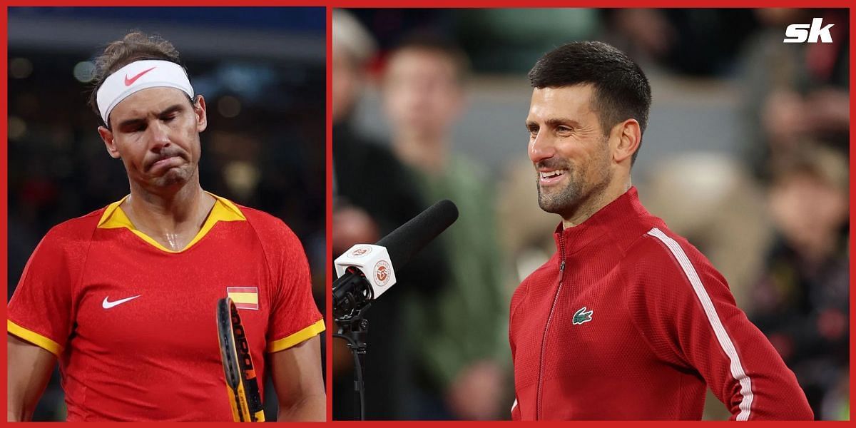 Rafael Nadal and Novak Djokovic at the Paris Olympics.