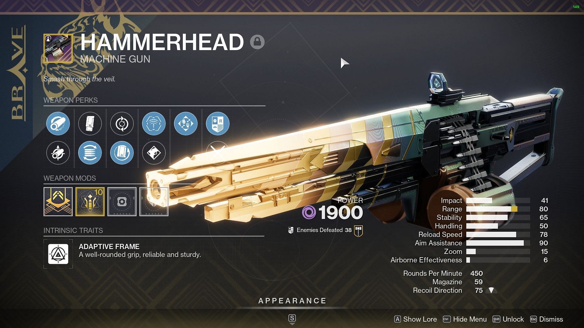 Hammerhead in Destiny 2 (Image via Bungie)