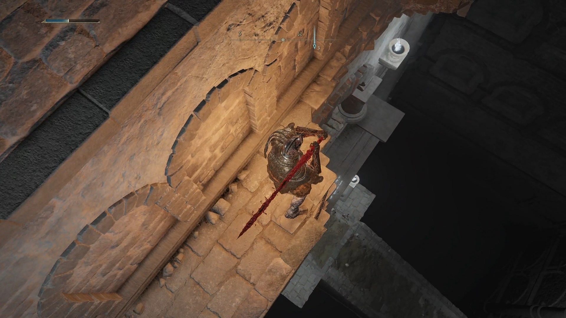 Drop down through the gap to loot a Medallion (Image via FromSoftware)