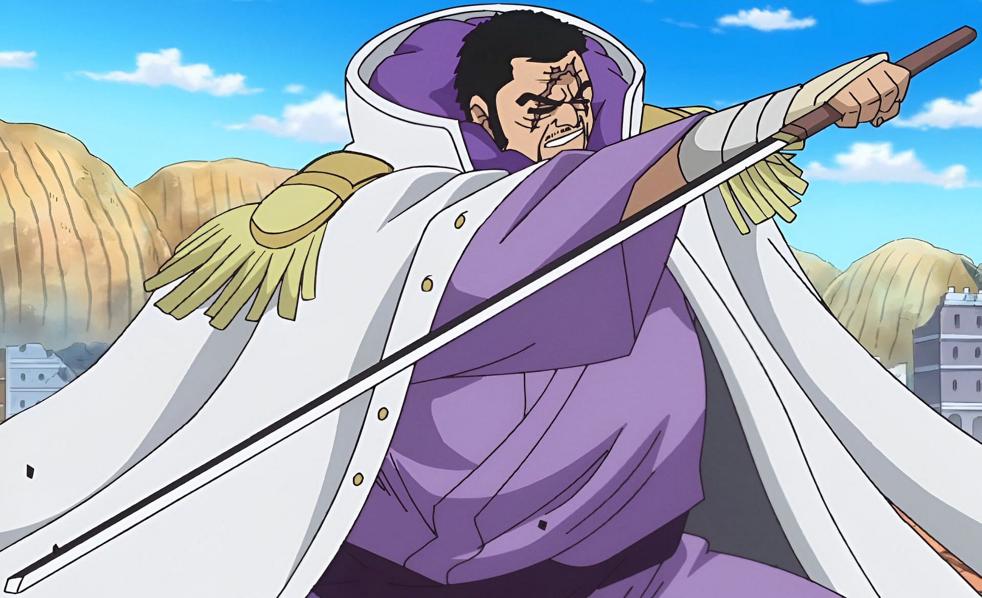 Fujitora with his Yakuza Kasen as seen in the anime (Image via Toei Animation)