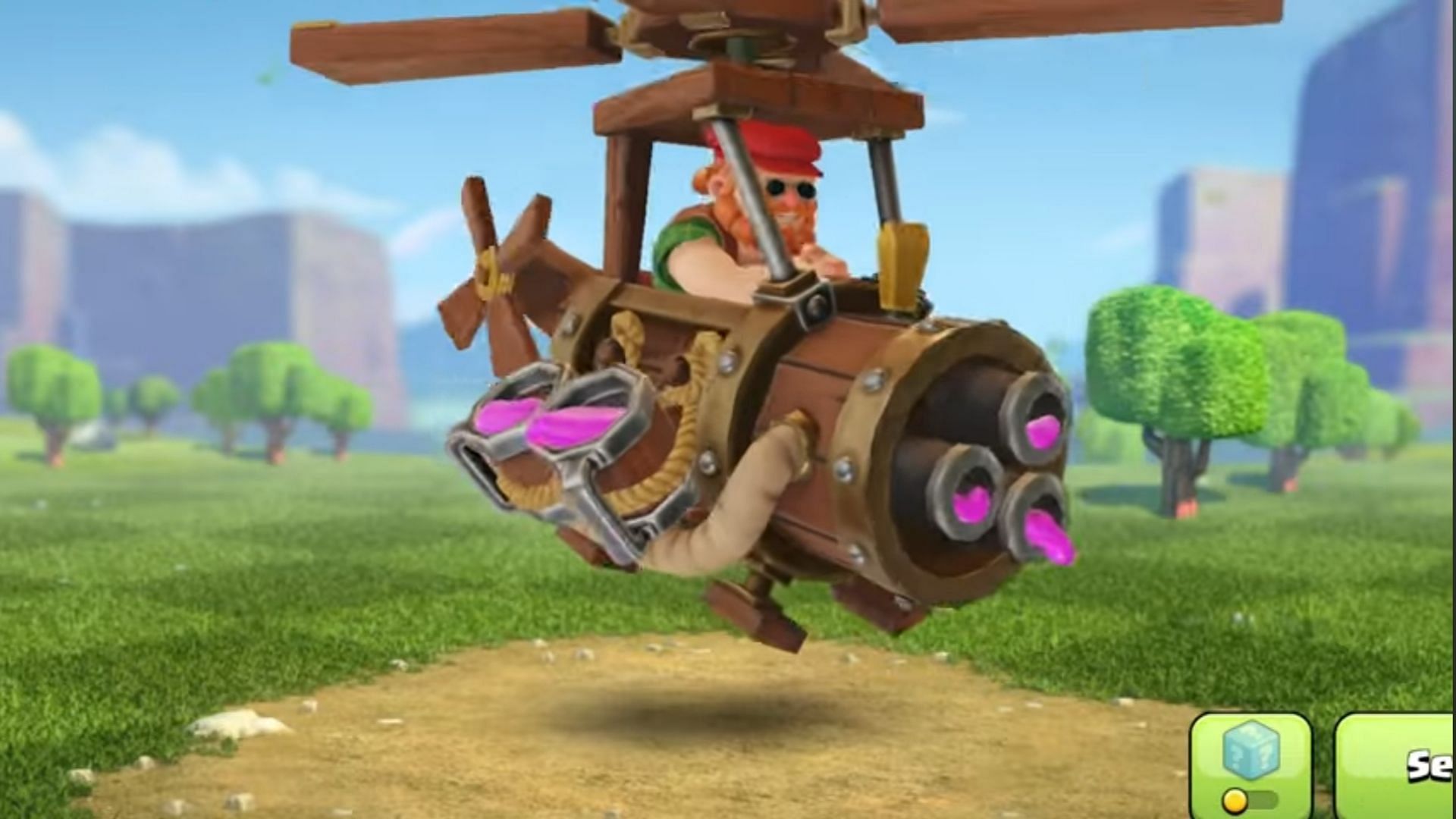 The new look of the Master Builder and the Battle Copter when using this new skin (Image via Supercell)