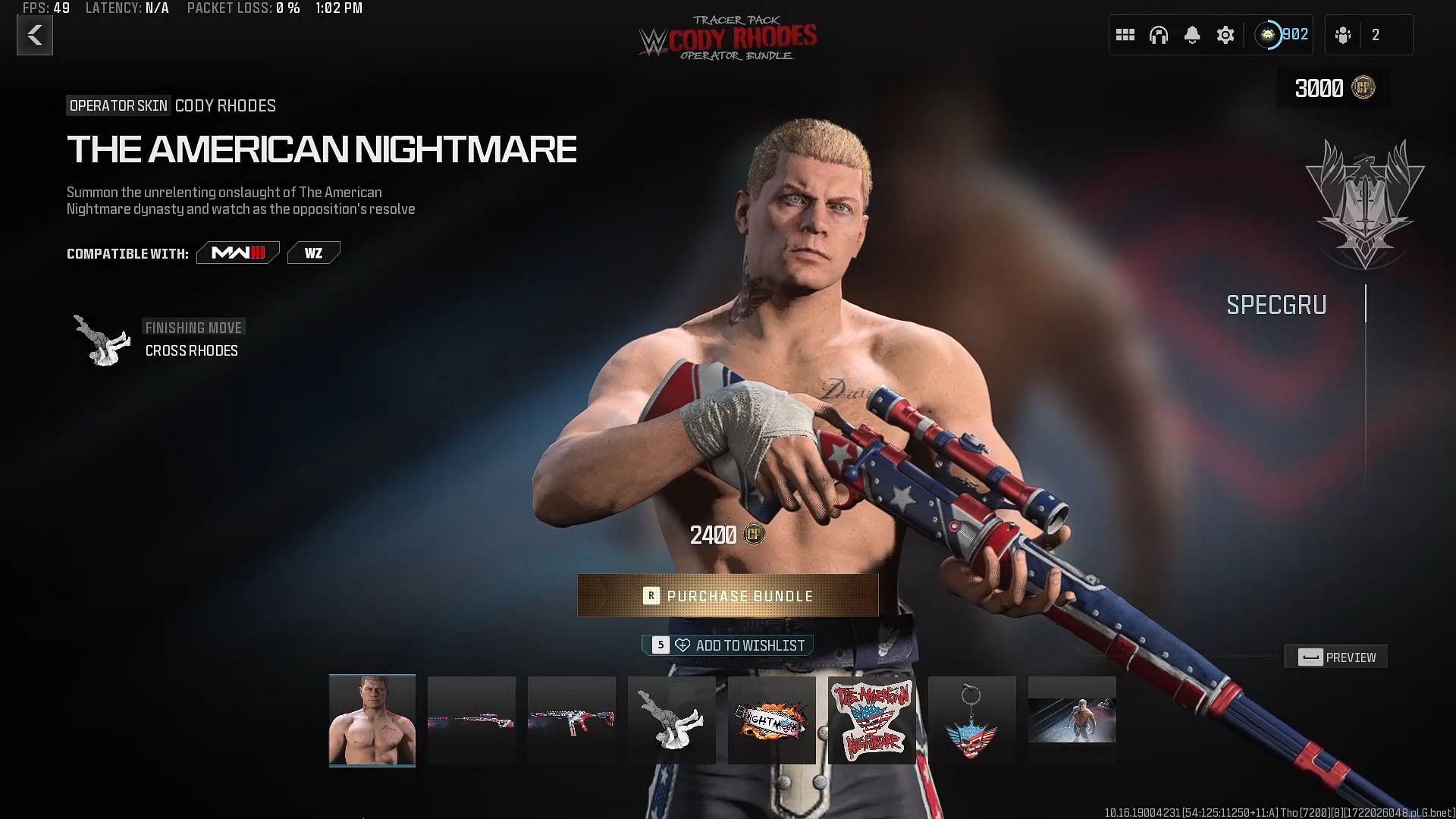 The American Nightmare Cody Rhodes operator skin (Image via Activision)